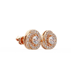 Round Brilliant Halo Diamond Stud Earrings