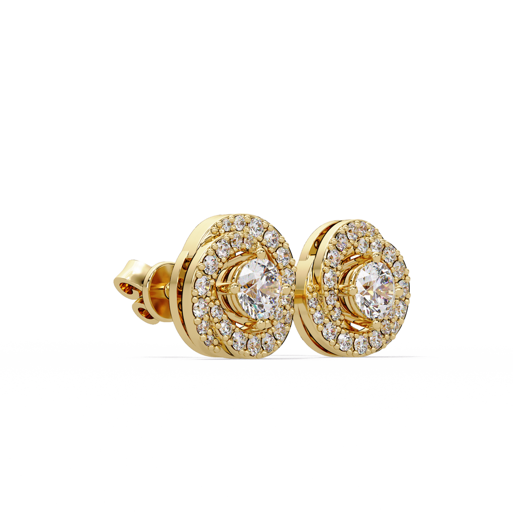 Round Brilliant Halo Diamond Stud Earrings