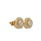 Round Brilliant Halo Diamond Stud Earrings