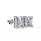 Princess Cut Halo Diamond Stud Earrings