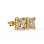 Princess Cut Halo Diamond Stud Earrings