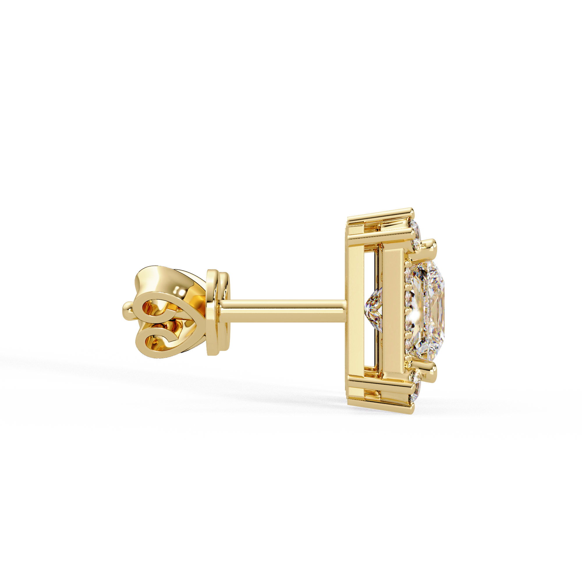 Princess Cut Halo Diamond Stud Earrings