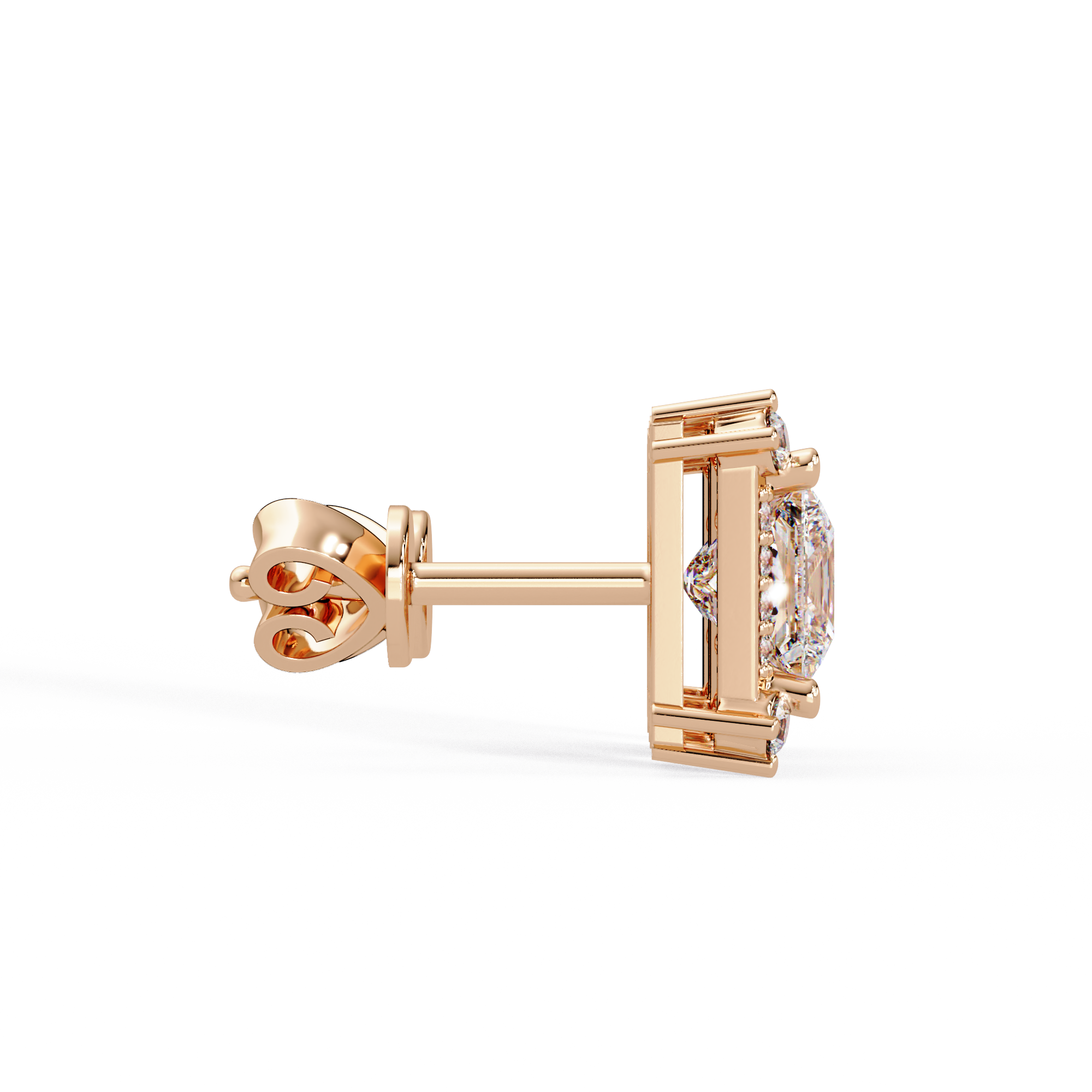 Princess Cut Halo Diamond Stud Earrings