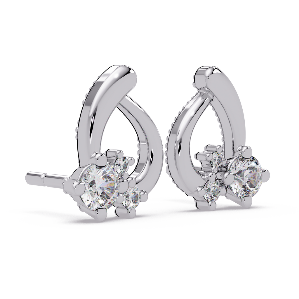 Elegant Teardrop Diamond Cluster Stud Earrings – Available in Silver, Gold & Rose Gold Finish