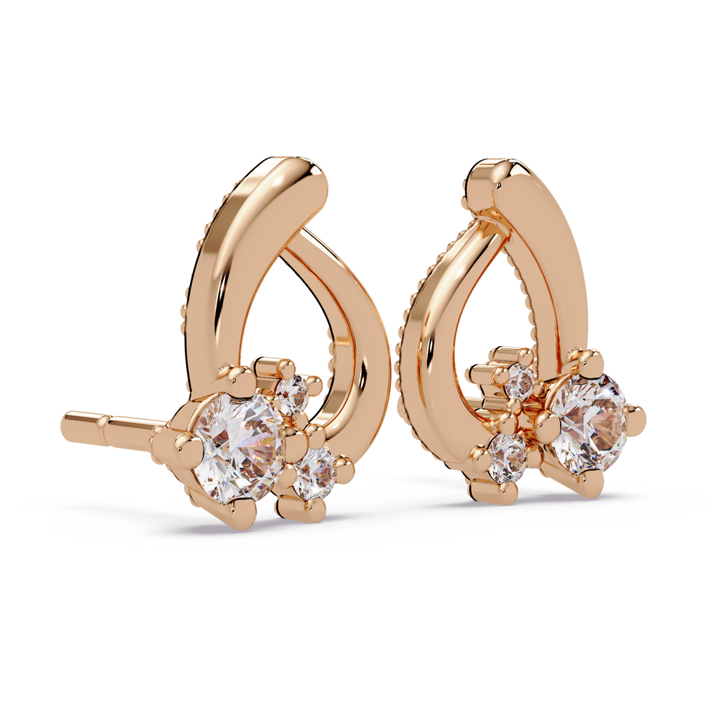Elegant Teardrop Diamond Cluster Stud Earrings – Available in Silver, Gold & Rose Gold Finish