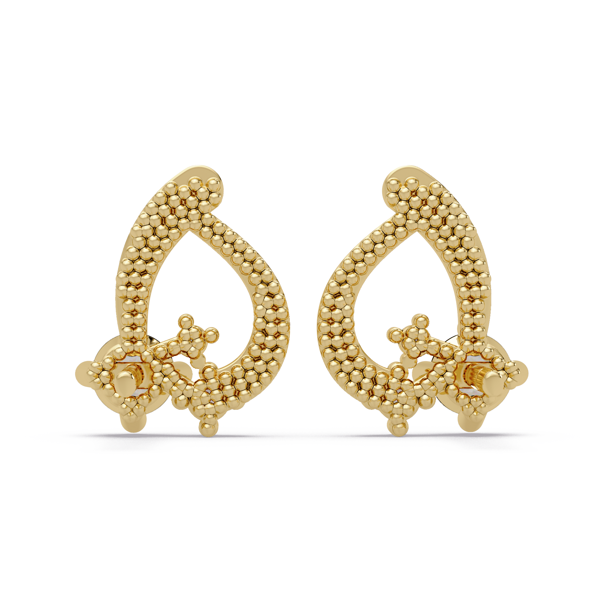 Elegant Teardrop Diamond Cluster Stud Earrings – Available in Silver, Gold & Rose Gold Finish