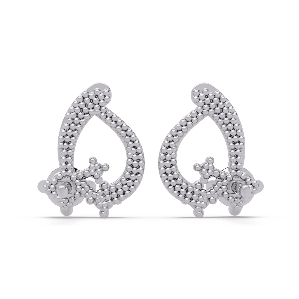 Elegant Teardrop Diamond Cluster Stud Earrings – Available in Silver, Gold & Rose Gold Finish