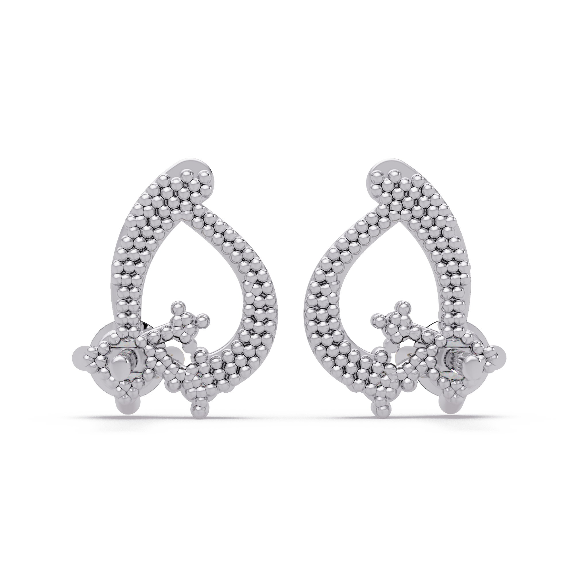 Elegant Teardrop Diamond Cluster Stud Earrings – Available in Silver, Gold & Rose Gold Finish