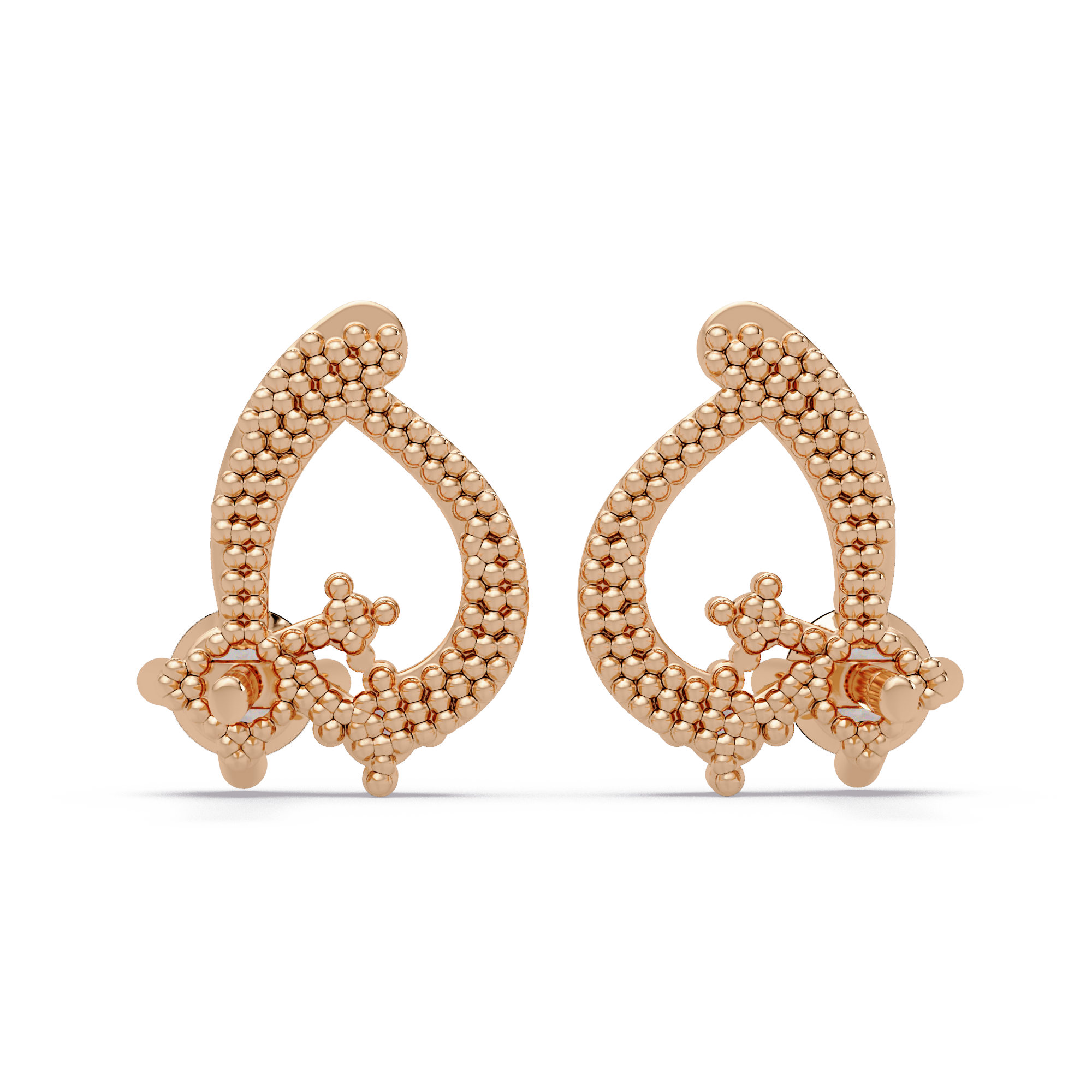 Elegant Teardrop Diamond Cluster Stud Earrings – Available in Silver, Gold & Rose Gold Finish