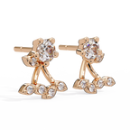 Round Diamond Floral Cluster Stud Earrings in Gold