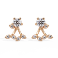 Round Diamond Floral Cluster Stud Earrings in Gold