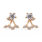 Round Diamond Floral Cluster Stud Earrings in Gold