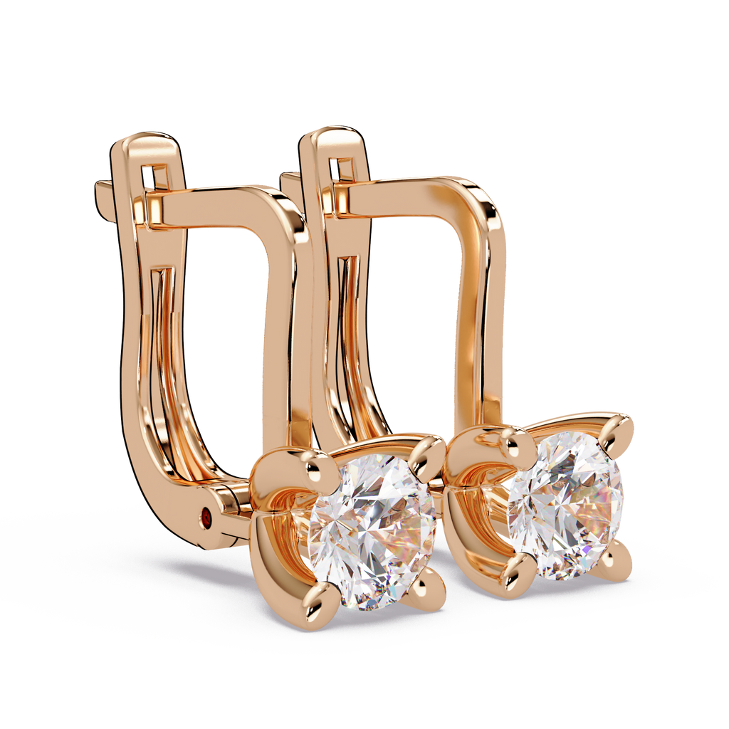 Classic Round Diamond Solitaire Leverback Earrings