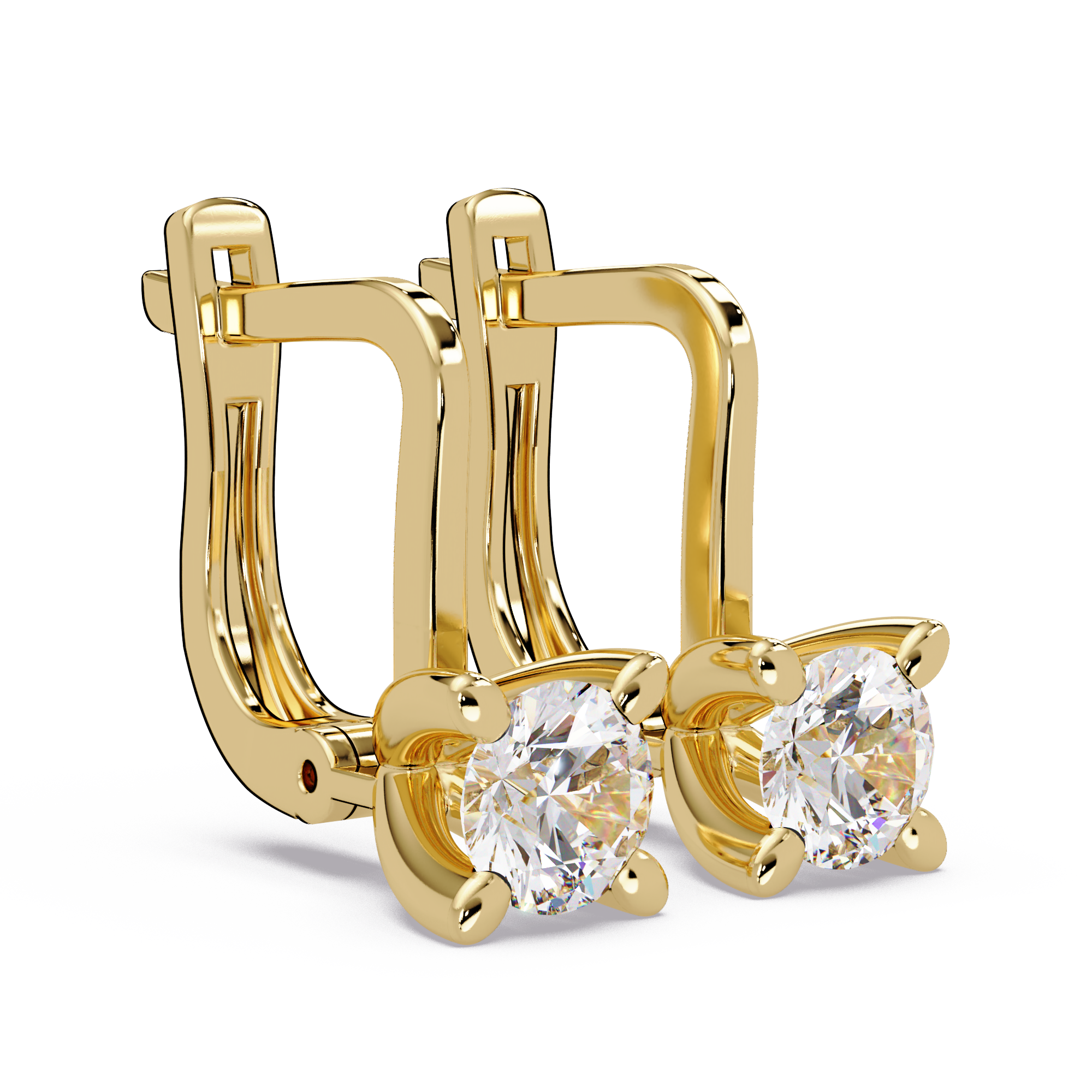Classic Round Diamond Solitaire Leverback Earrings