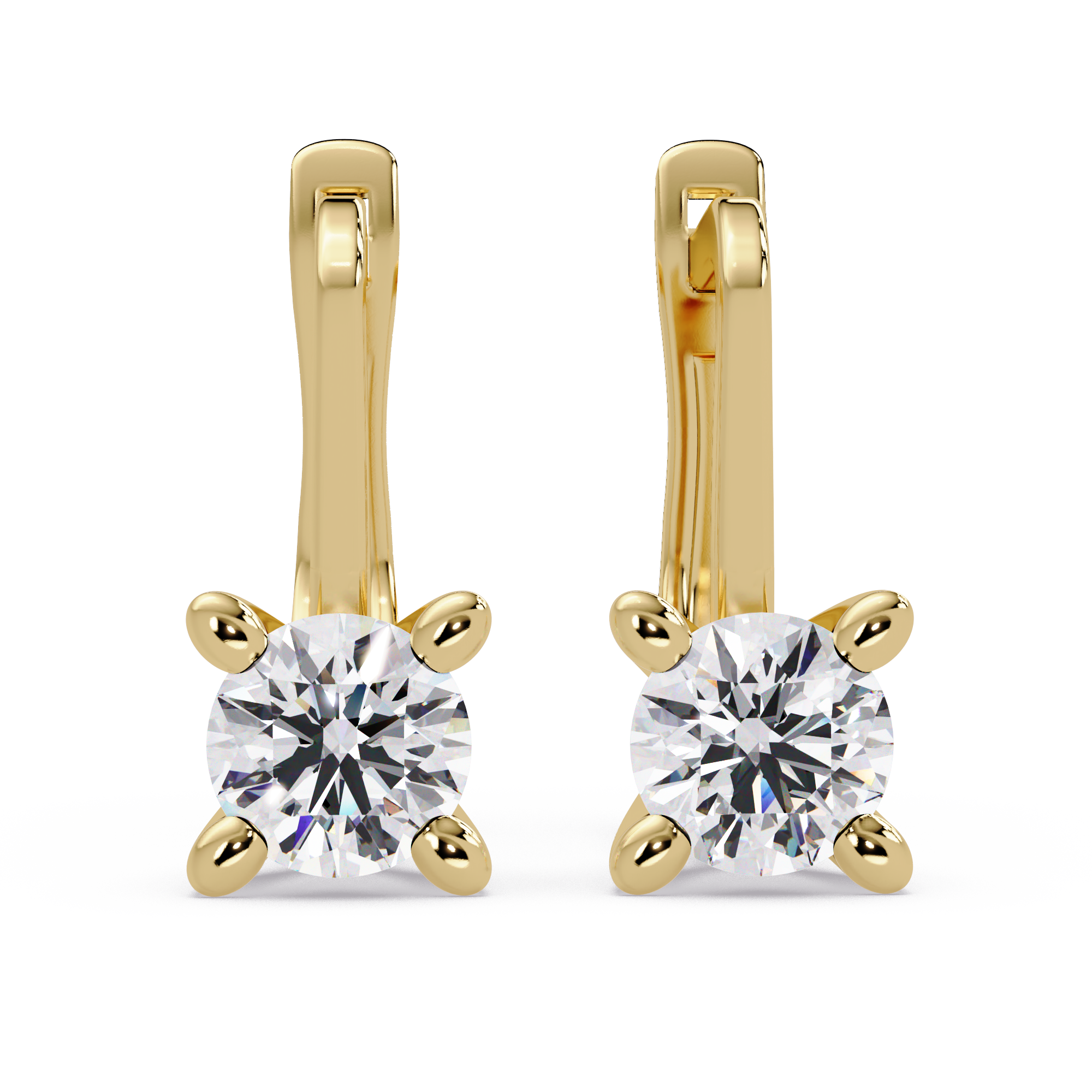 Classic Round Diamond Solitaire Leverback Earrings