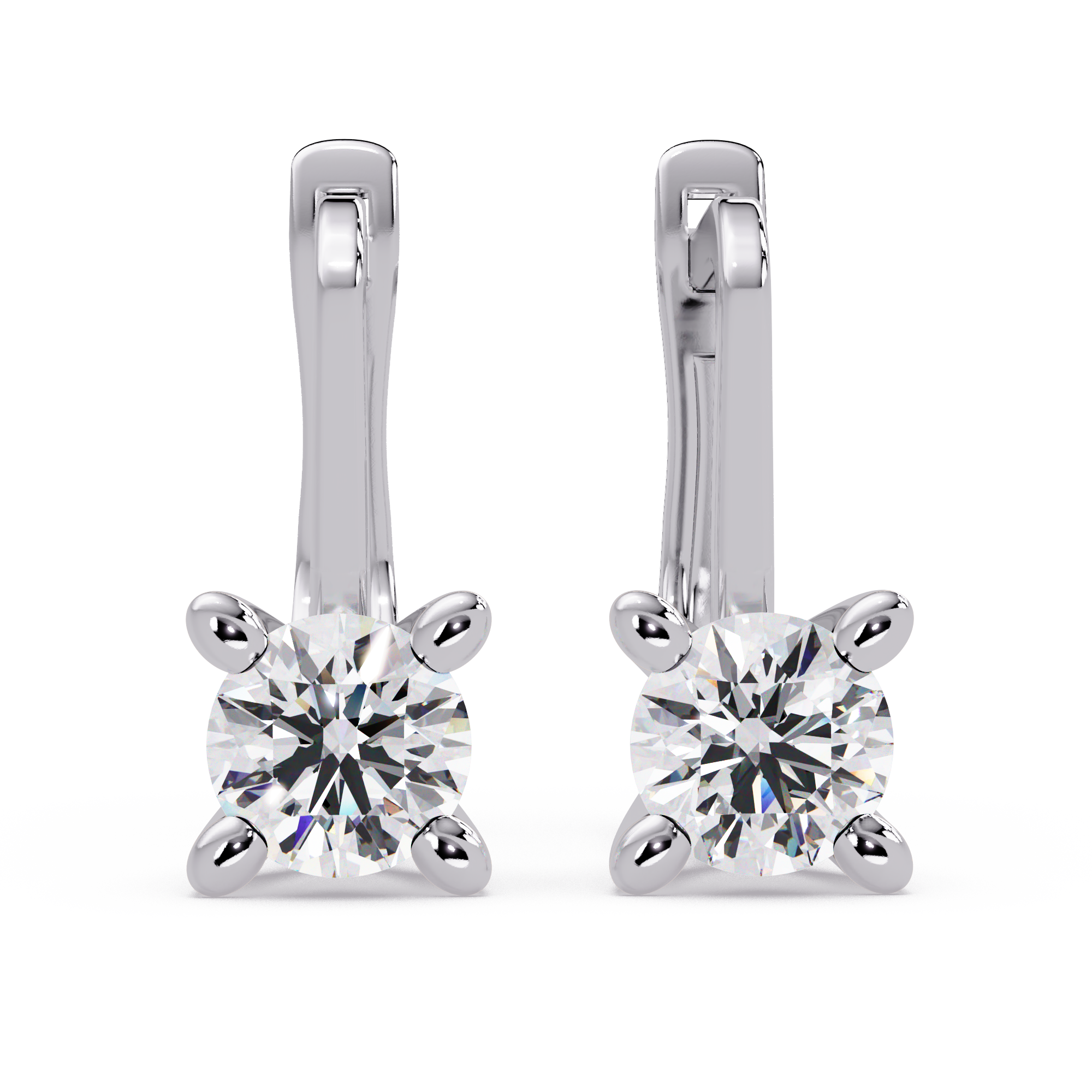 Classic Round Diamond Solitaire Leverback Earrings