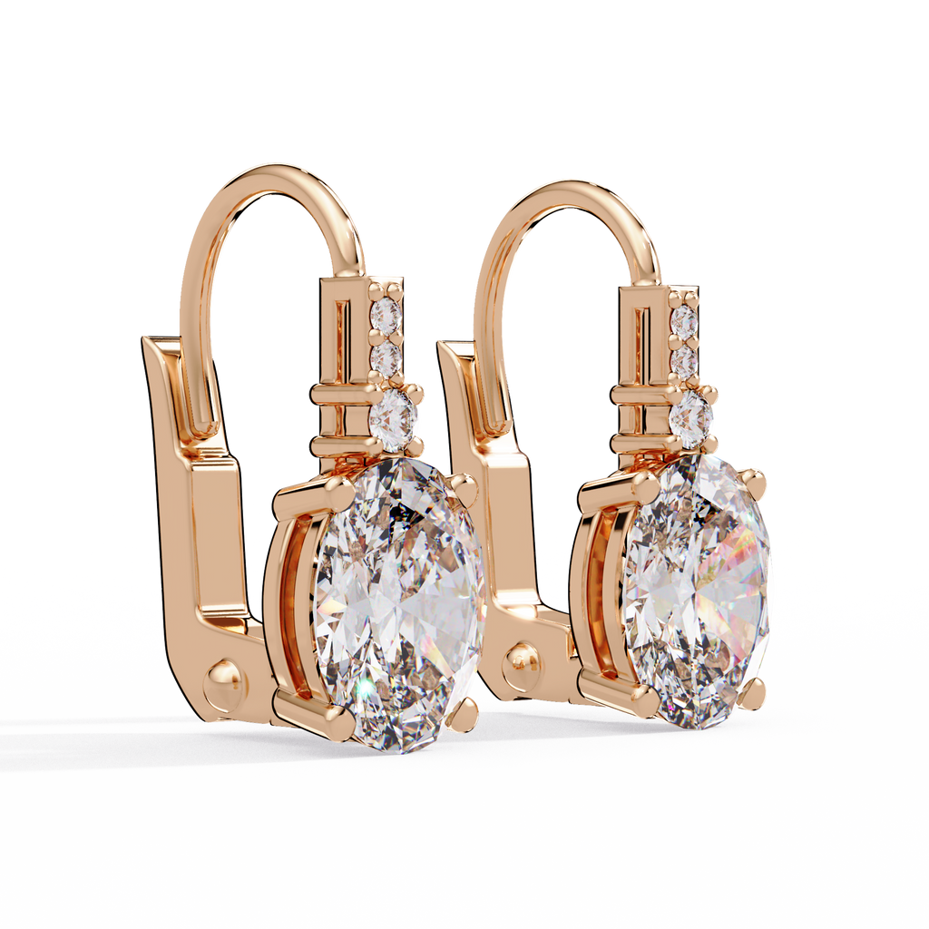 Oval Solitaire Leverback Earrings – 14K & 18K Gold