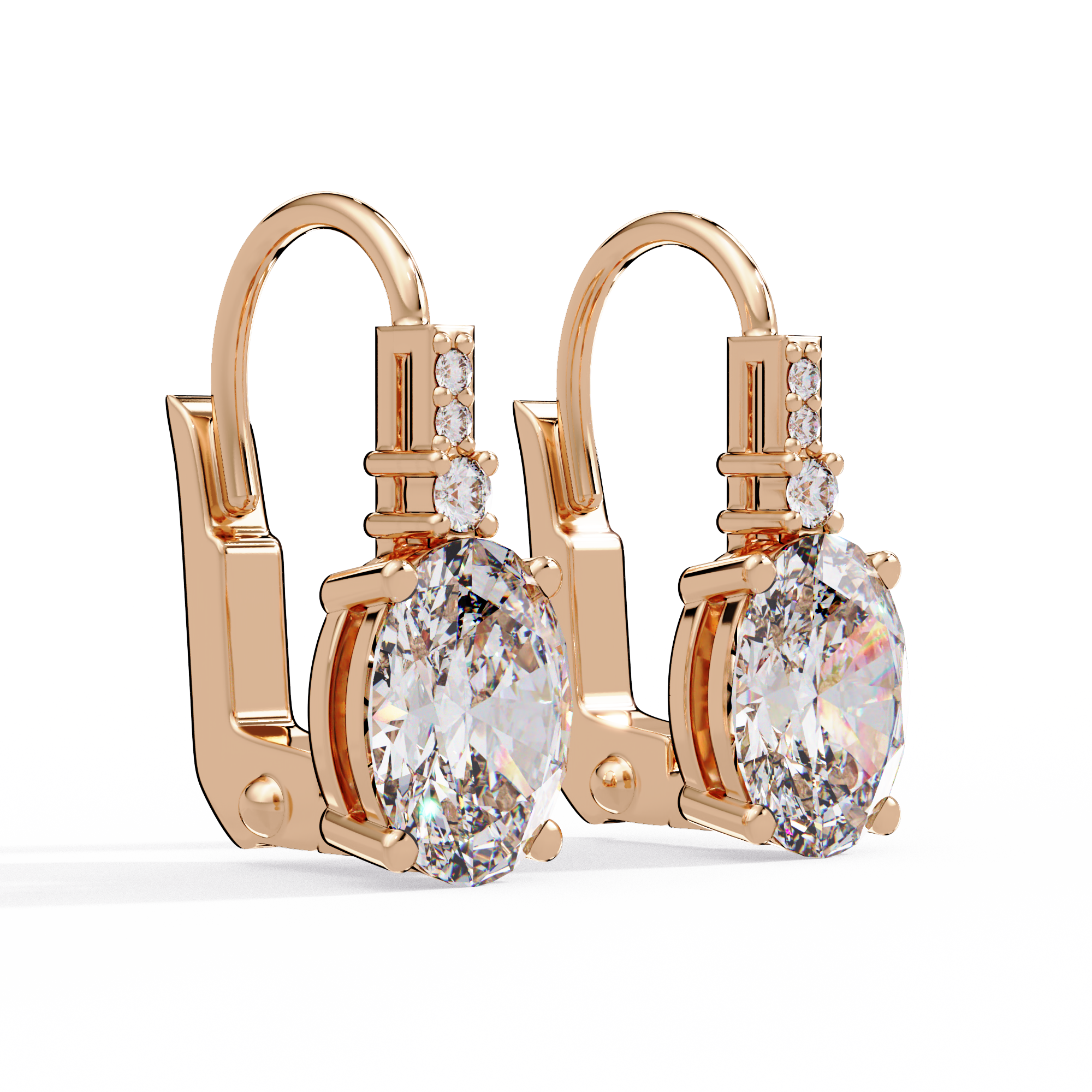 Oval Solitaire Leverback Earrings – 14K & 18K Gold