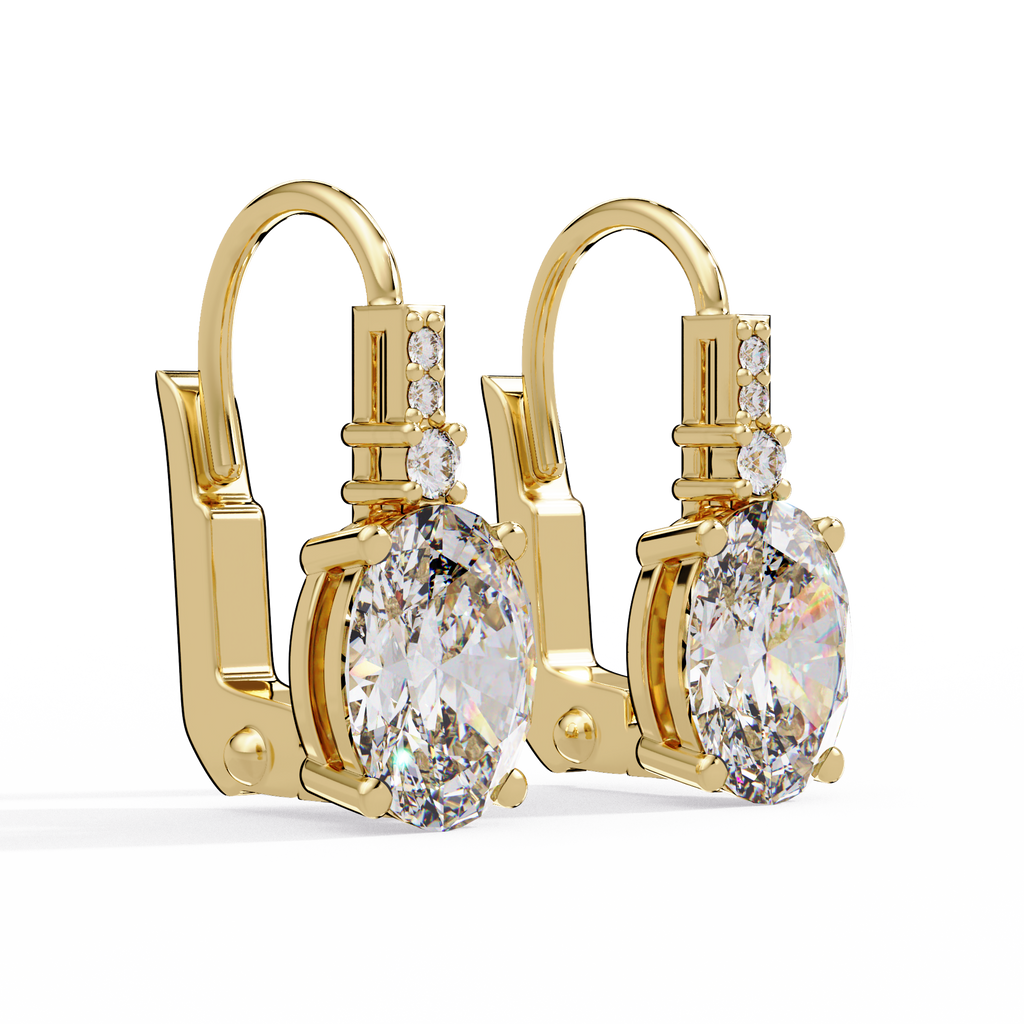 Oval Solitaire Leverback Earrings – 14K & 18K Gold