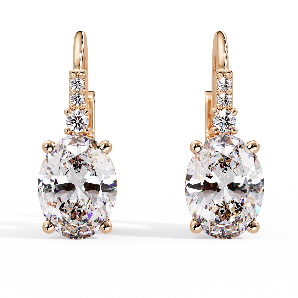 Oval Solitaire Leverback Earrings – 14K & 18K Gold