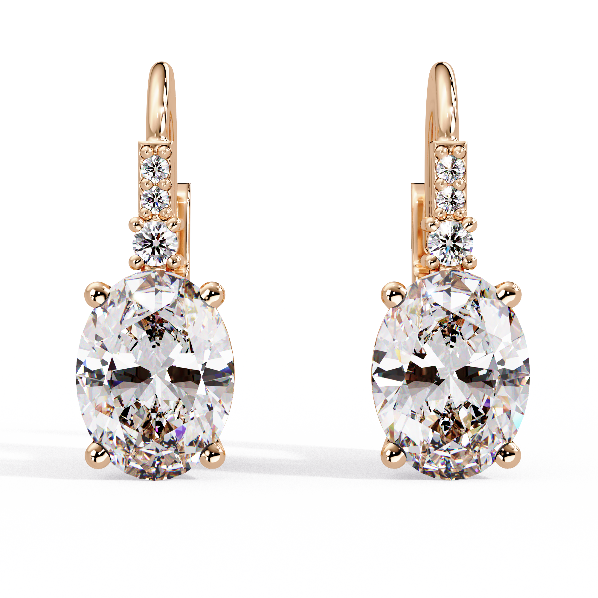 Oval Solitaire Leverback Earrings – 14K & 18K Gold