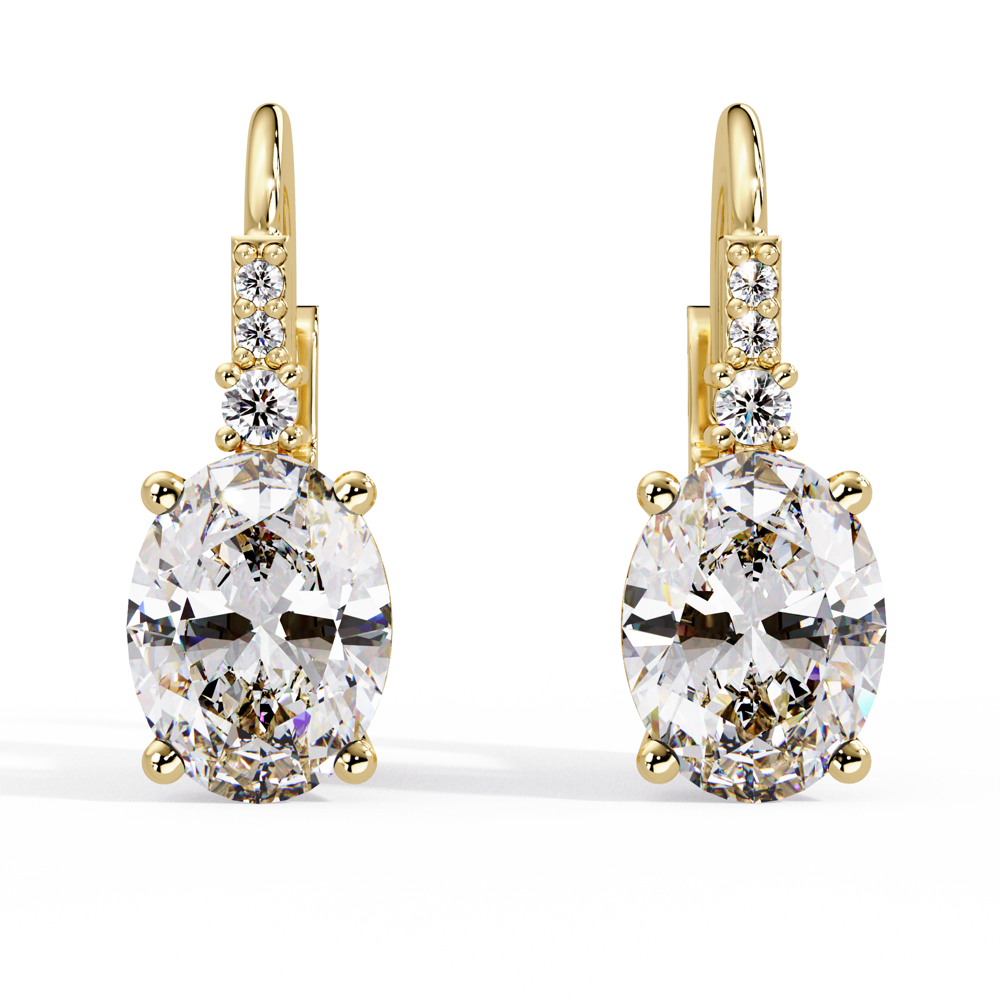 Oval Solitaire Leverback Earrings – 14K & 18K Gold