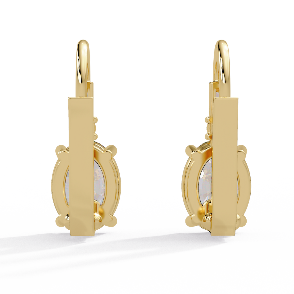 Oval Solitaire Leverback Earrings – 14K & 18K Gold