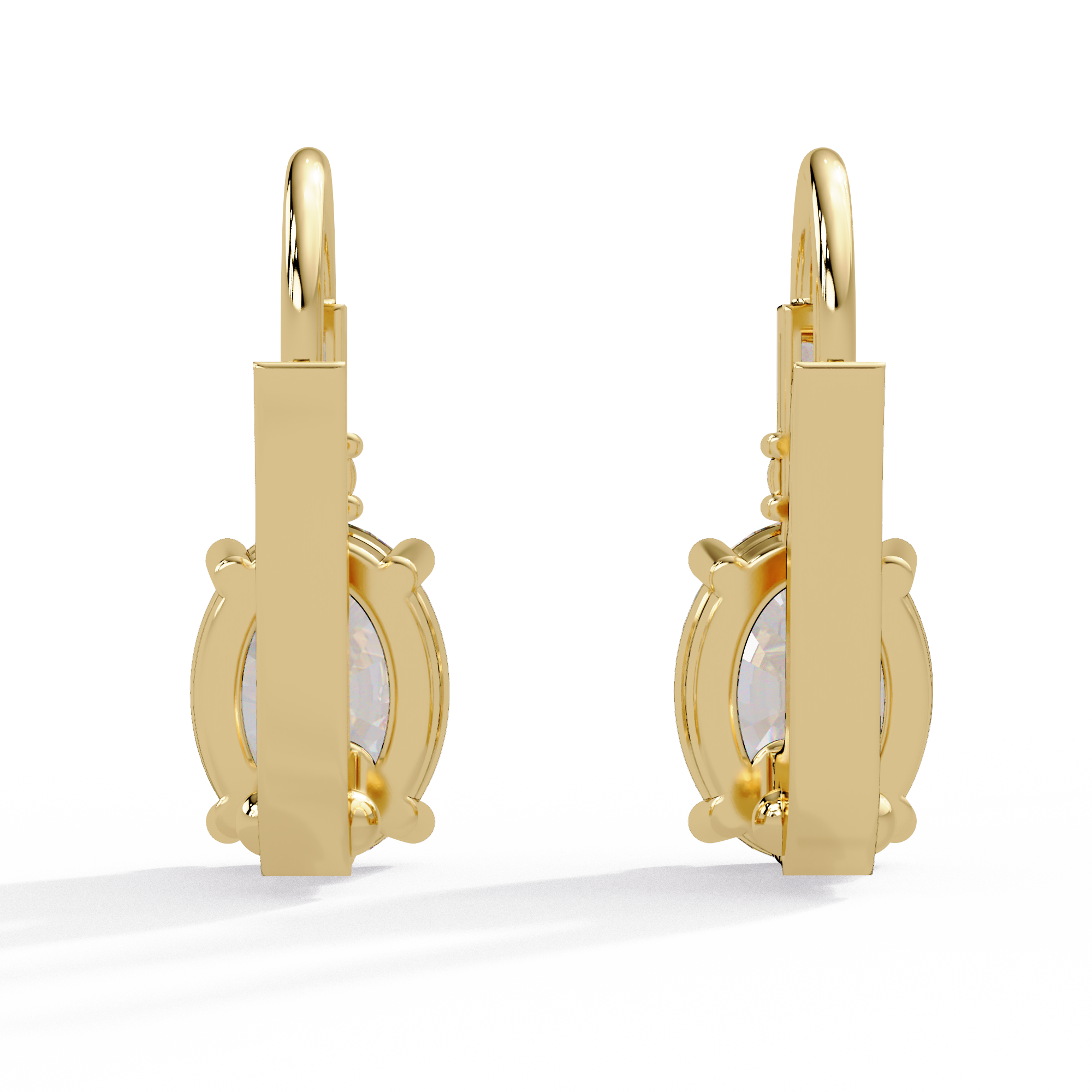 Oval Solitaire Leverback Earrings – 14K & 18K Gold