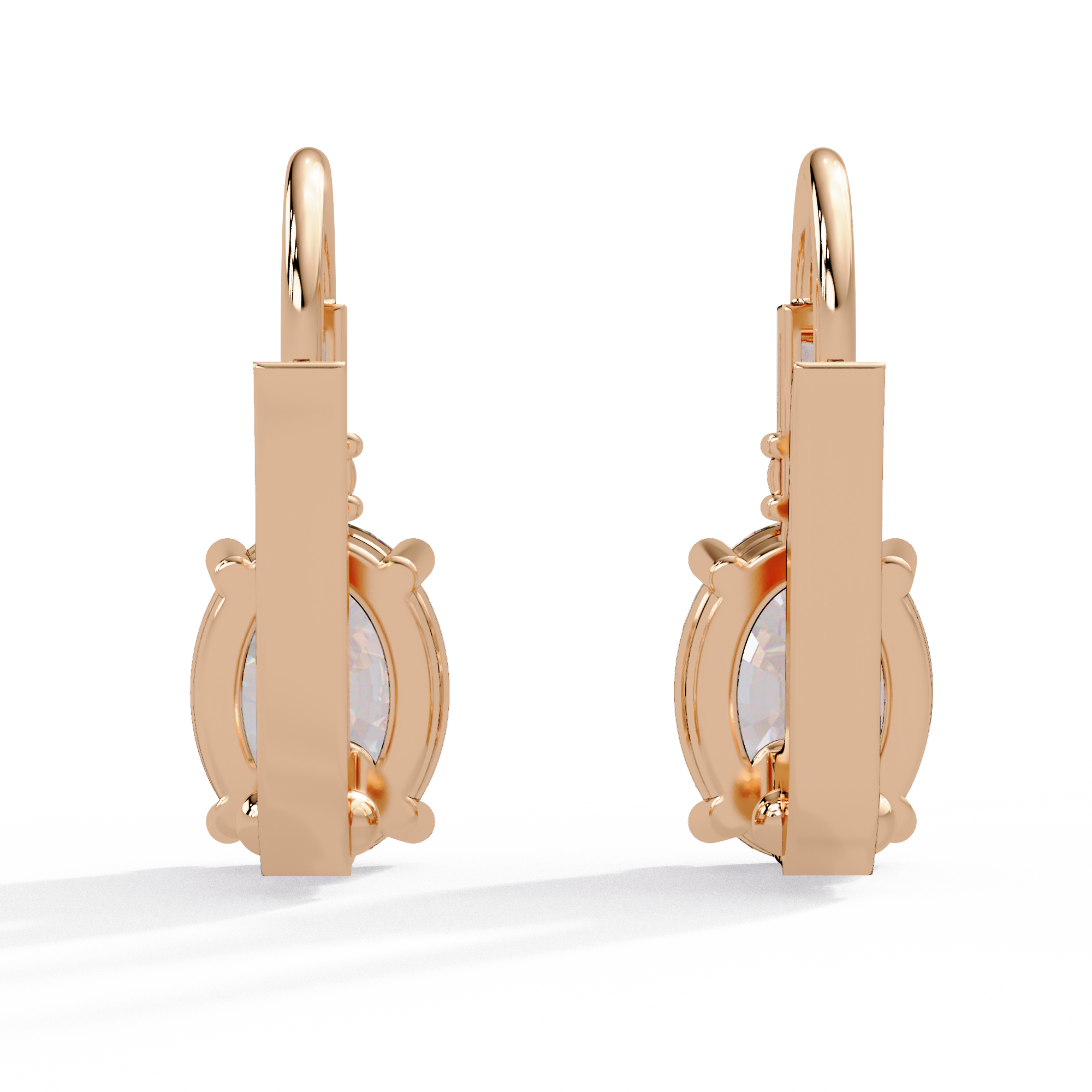 Oval Solitaire Leverback Earrings – 14K & 18K Gold