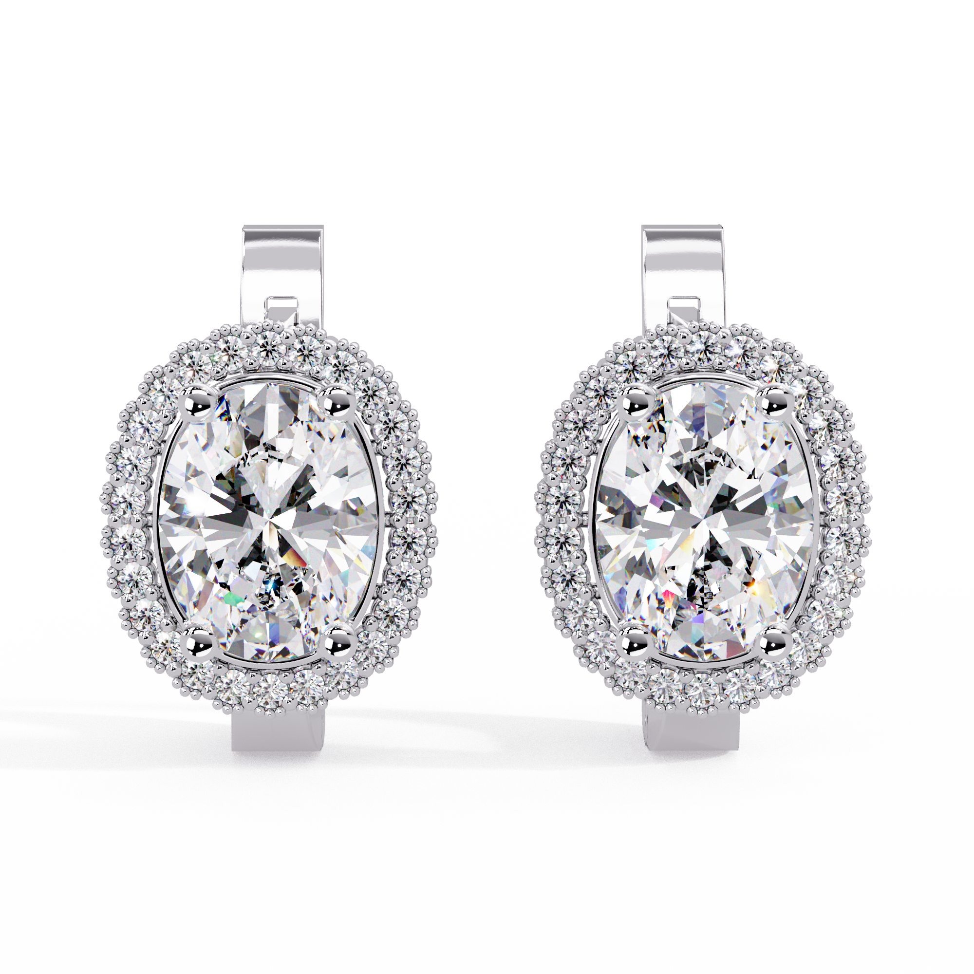 Oval Halo Cubic Zirconia Huggie Earrings – Gold, Rose Gold & Silver Tone