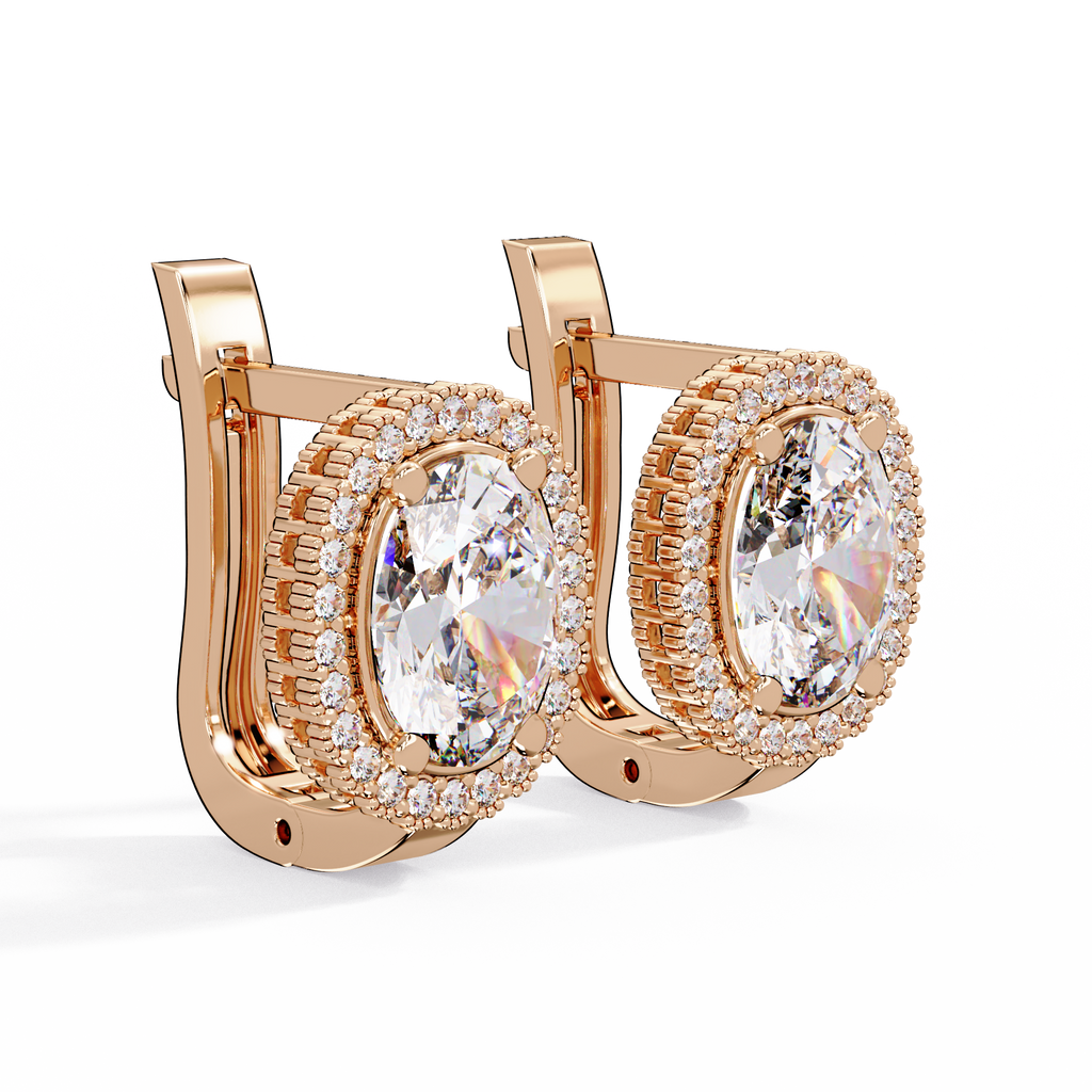 Oval Halo Cubic Zirconia Huggie Earrings – Gold, Rose Gold & Silver Tone