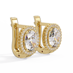 Oval Halo Cubic Zirconia Huggie Earrings – Gold, Rose Gold & Silver Tone