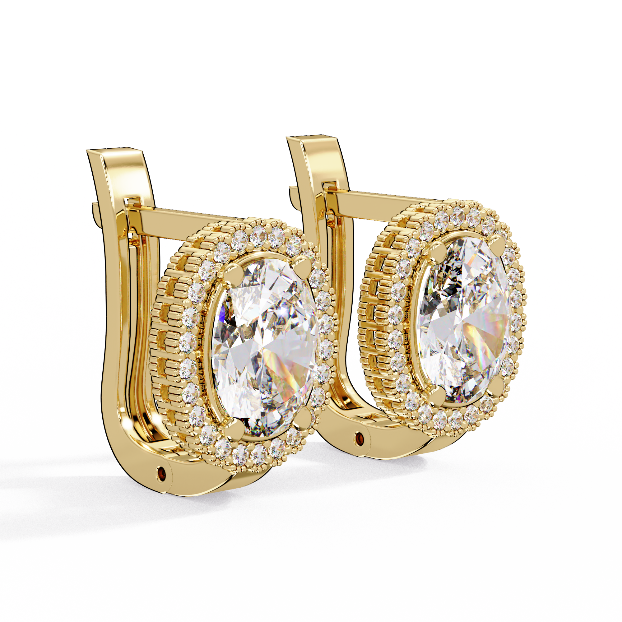 Oval Halo Cubic Zirconia Huggie Earrings – Gold, Rose Gold & Silver Tone