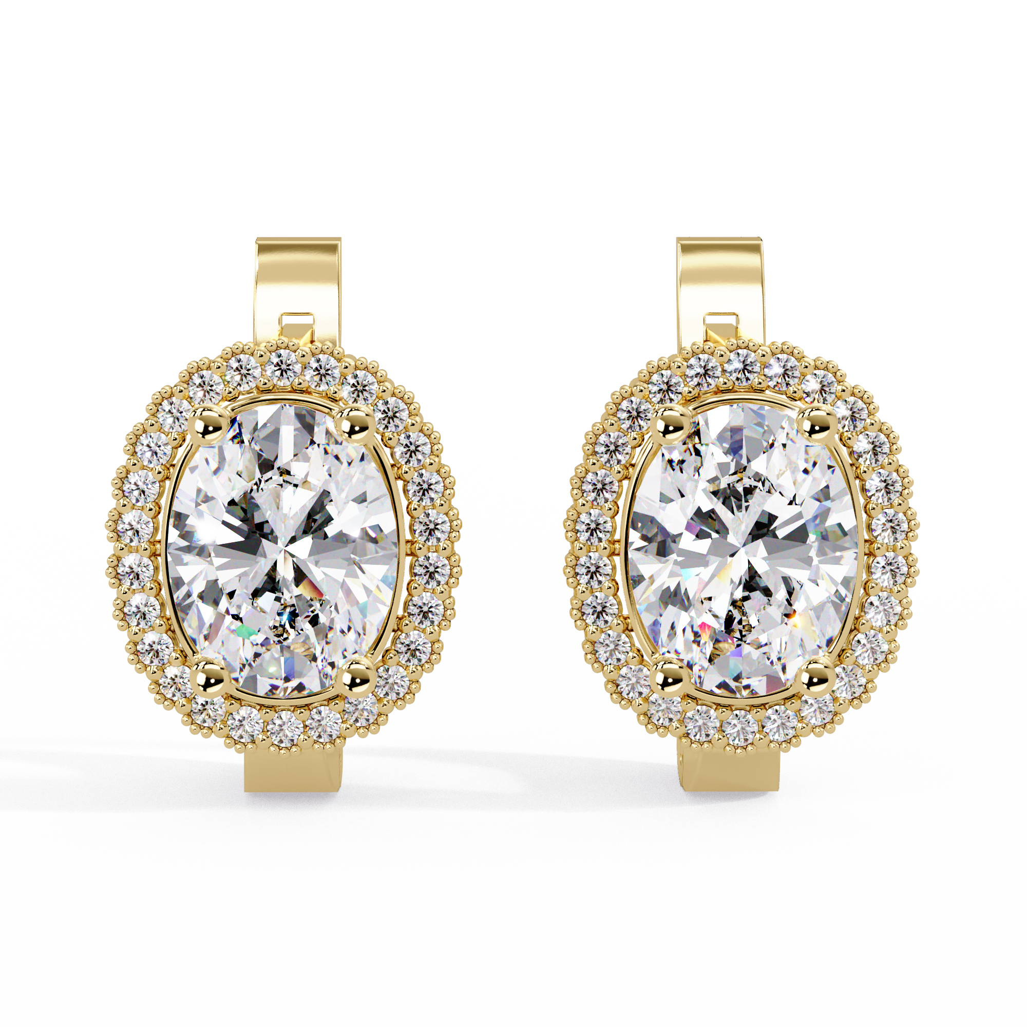 Oval Halo Cubic Zirconia Huggie Earrings – Gold, Rose Gold & Silver Tone