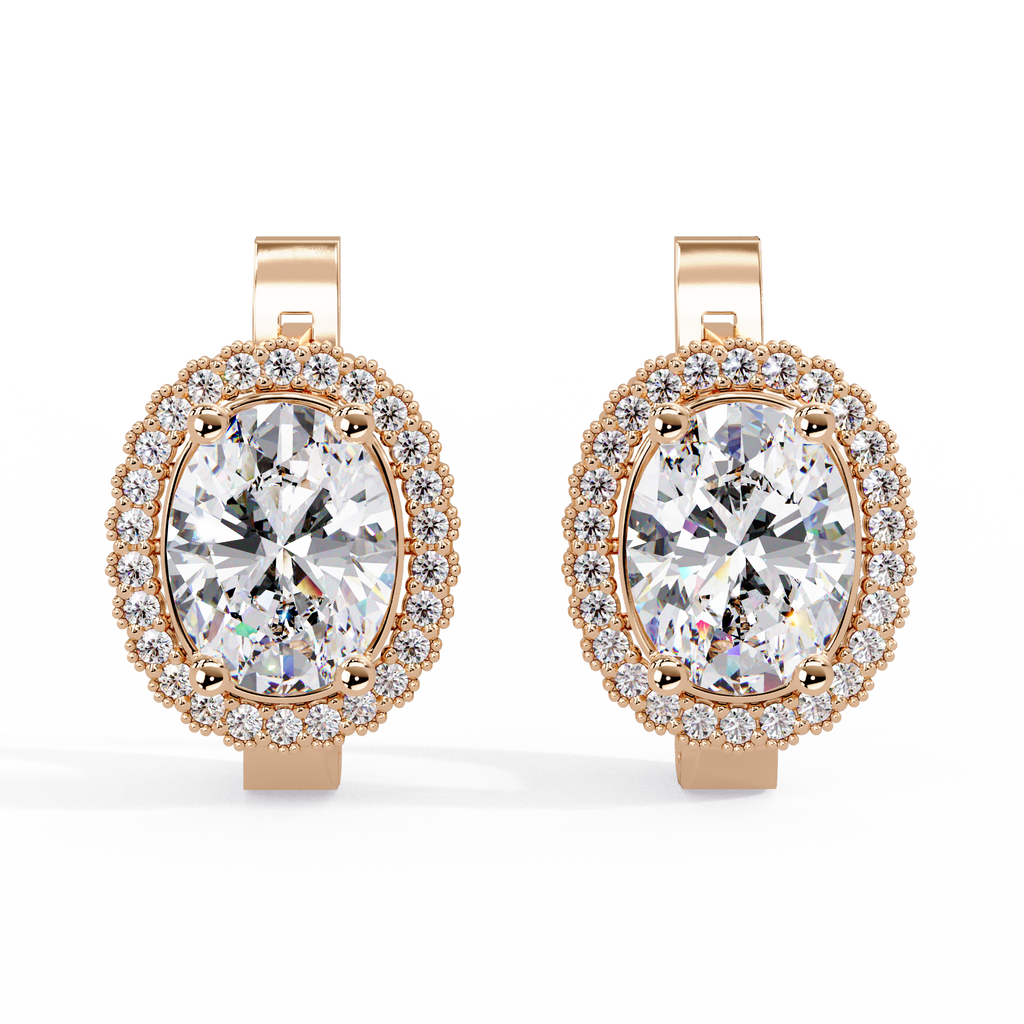 Oval Halo Cubic Zirconia Huggie Earrings – Gold, Rose Gold & Silver Tone