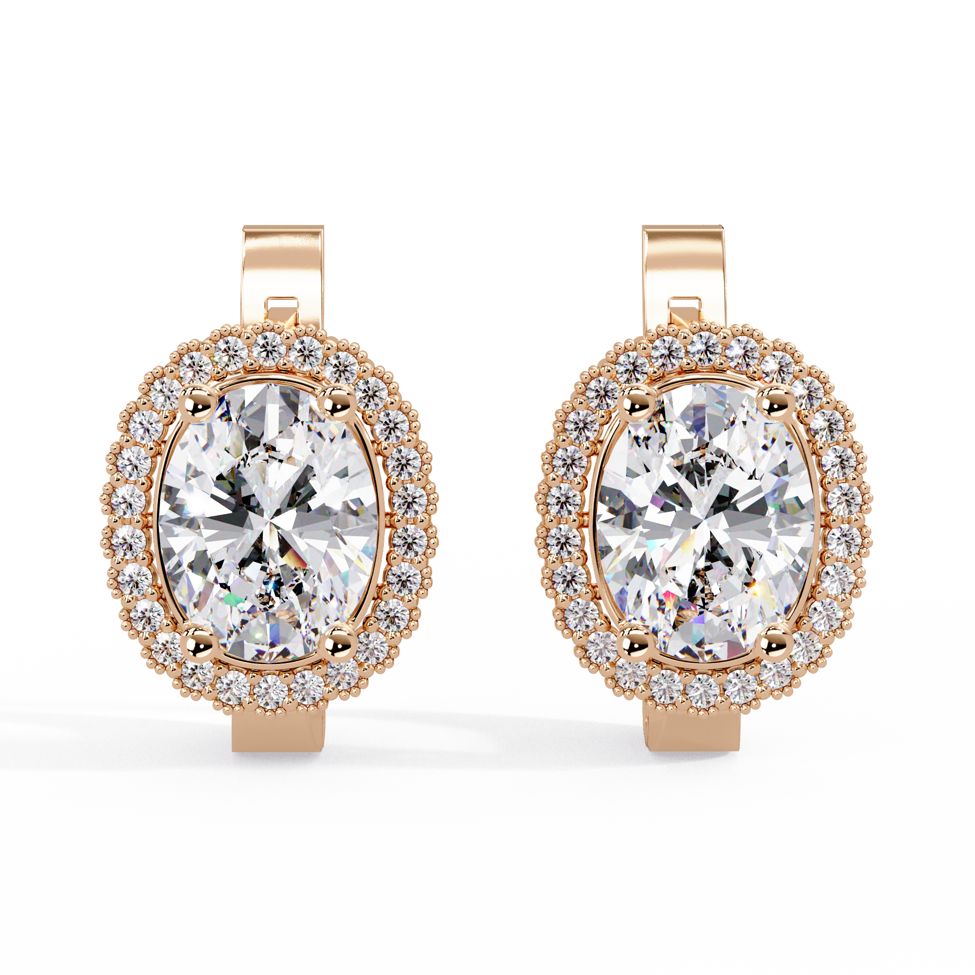Oval Halo Cubic Zirconia Huggie Earrings – Gold, Rose Gold & Silver Tone