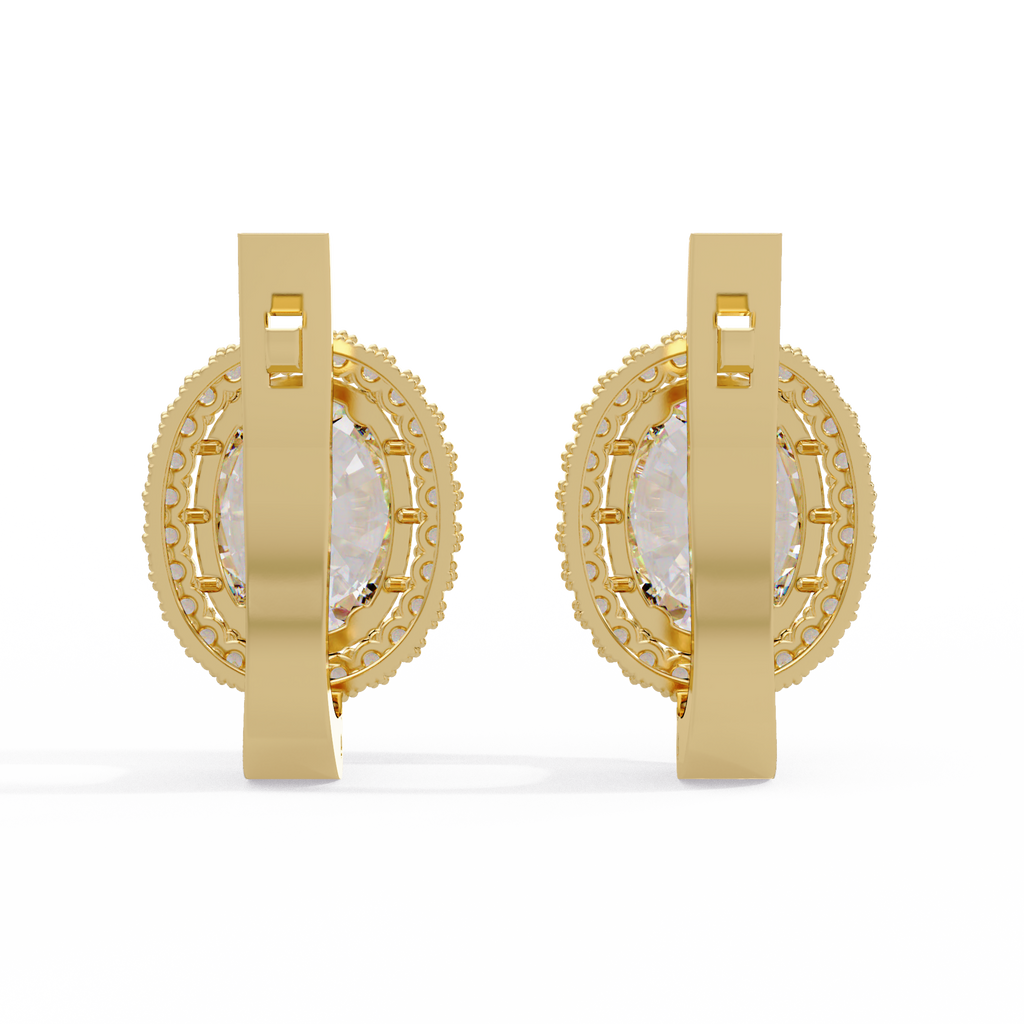 Oval Halo Cubic Zirconia Huggie Earrings – Gold, Rose Gold & Silver Tone