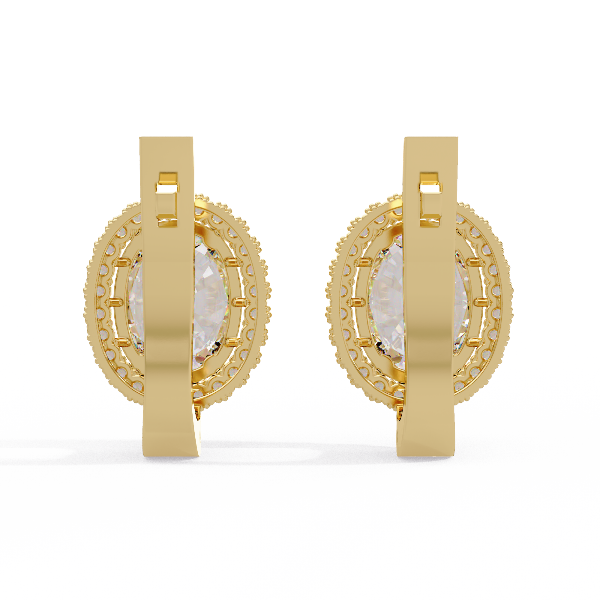 Oval Halo Cubic Zirconia Huggie Earrings – Gold, Rose Gold & Silver Tone