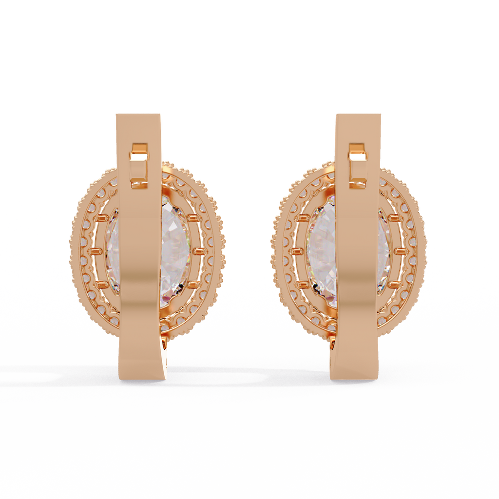 Oval Halo Cubic Zirconia Huggie Earrings – Gold, Rose Gold & Silver Tone