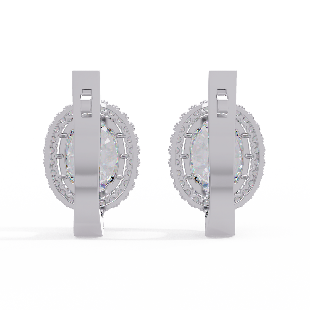 Oval Halo Cubic Zirconia Huggie Earrings – Gold, Rose Gold & Silver Tone