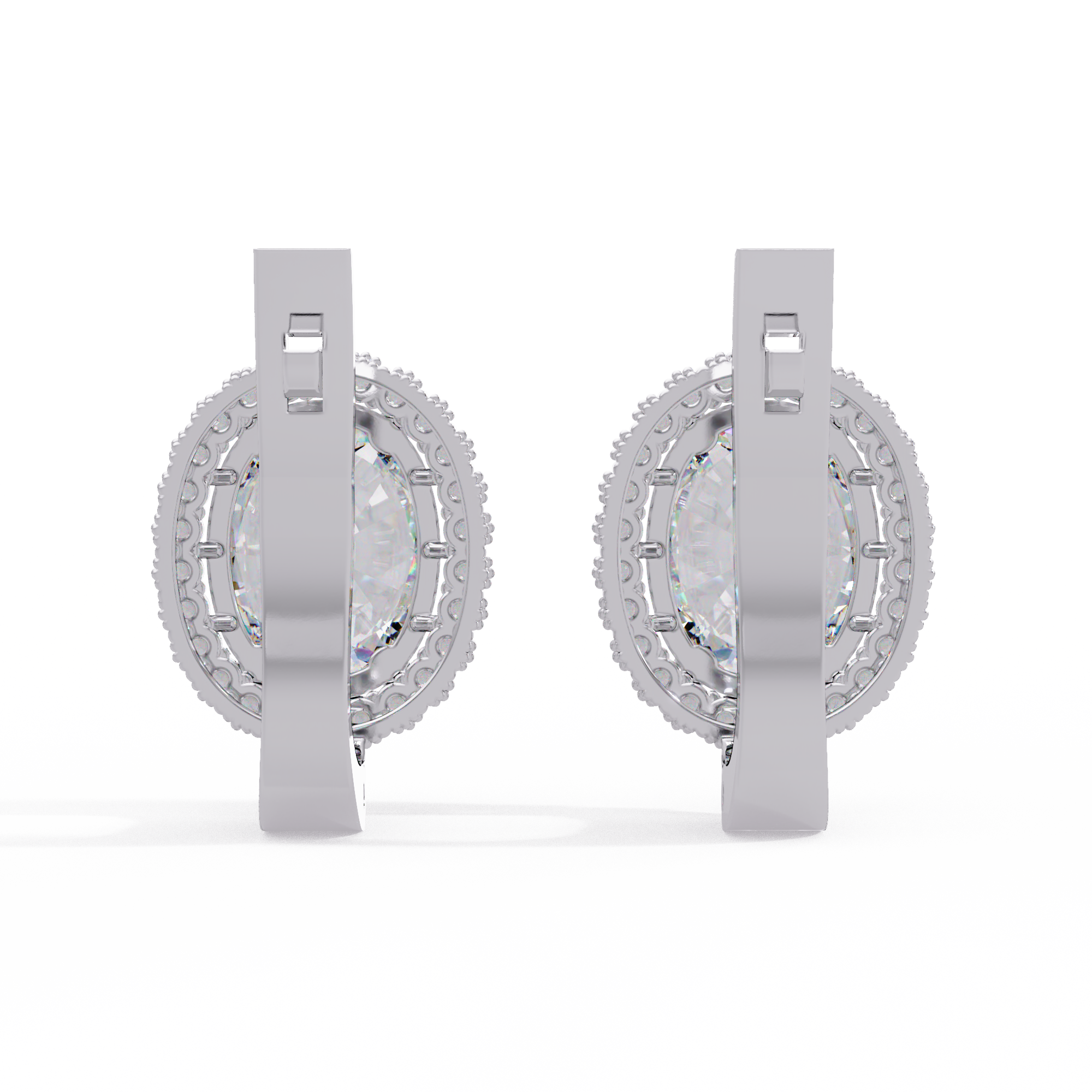 Oval Halo Cubic Zirconia Huggie Earrings – Gold, Rose Gold & Silver Tone