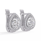 Pear Shape Halo Diamond Leverback Earrings in Gold
