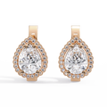 Pear Shape Halo Diamond Leverback Earrings in Gold