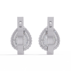 Pear Shape Halo Diamond Leverback Earrings in Gold
