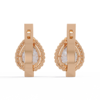 Pear Shape Halo Diamond Leverback Earrings in Gold