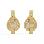 Pear Shape Halo Diamond Leverback Earrings in Gold