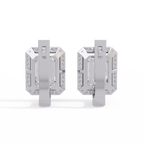 Emerald Cut Halo Diamond Leverback Earrings in 14K & 18K Gold