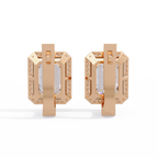 Emerald Cut Halo Diamond Leverback Earrings in 14K & 18K Gold