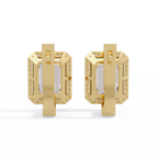 Emerald Cut Halo Diamond Leverback Earrings in 14K & 18K Gold
