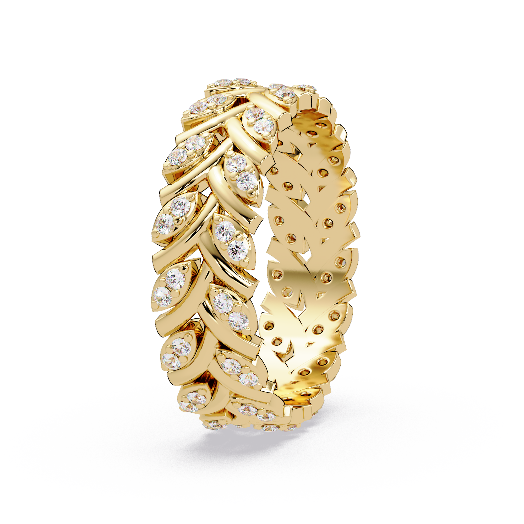 Nature Inspired Round Cut Diamond Eternity Ring
